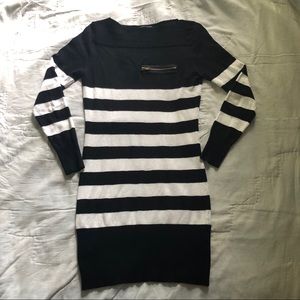 Venus stretchy striped dress with zipper detail